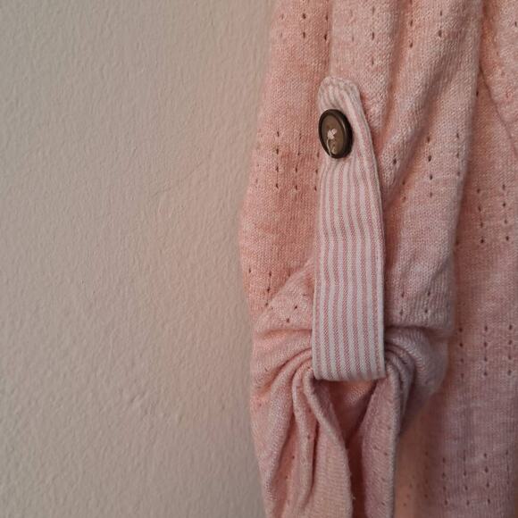 Akemi & Kim Peach Scoop Neck Long Convertible Sleeve Shirt Tail Tee-Shirt - M - Picture 10 of 12